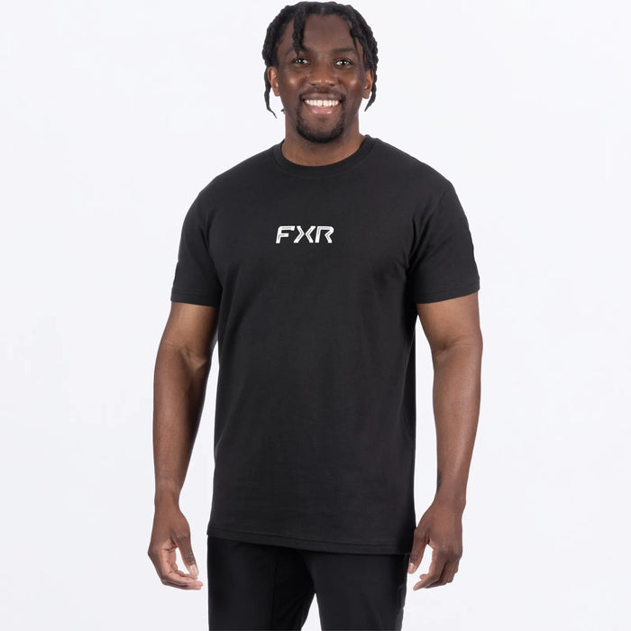FXR Mens Pedigree Premium T-Shirt - Black/White, front view
