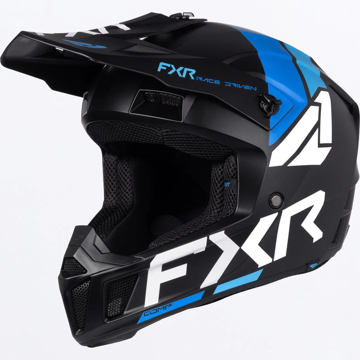 FXR Youth Clutch MX Helmet - Blue/Cyan, front view