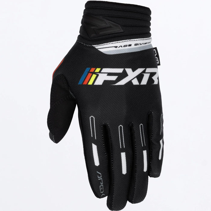 FXR Apex MX Glove - Black/White, front view