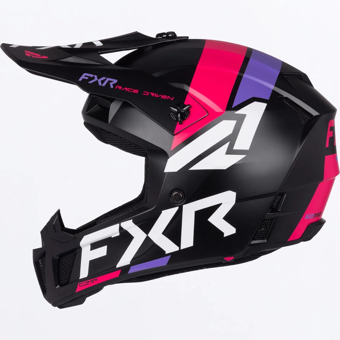 FXR Youth Clutch MX Helmet - Razz/Lavender, view 2