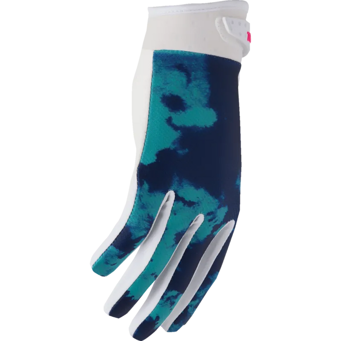 Thor Youth Launchmode Gloves - Bleach White/Aqua - Front