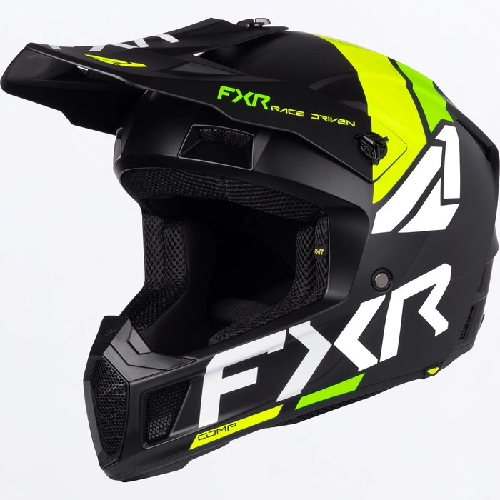 FXR Clutch MX Helmet - HiVis/Lime, front view