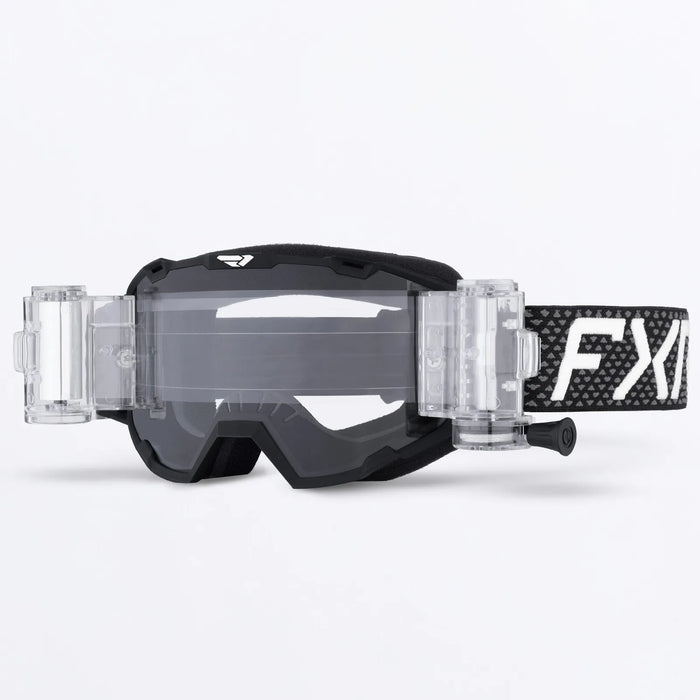 FXR Maverick Prime Roll-Off Goggle - Black/White, front view