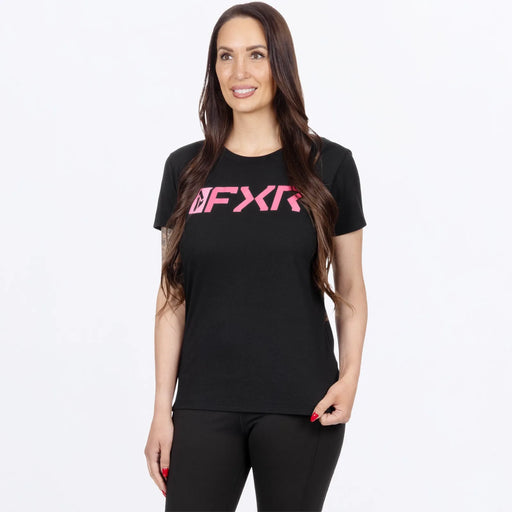 FXR Womens Mitered Premium T-Shirt - Black/Dusty Rose, front view