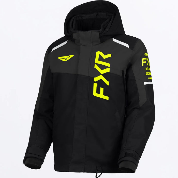 FXR Youth Helium Jacket 2027 - Black/Asphalt/HiVis, front view