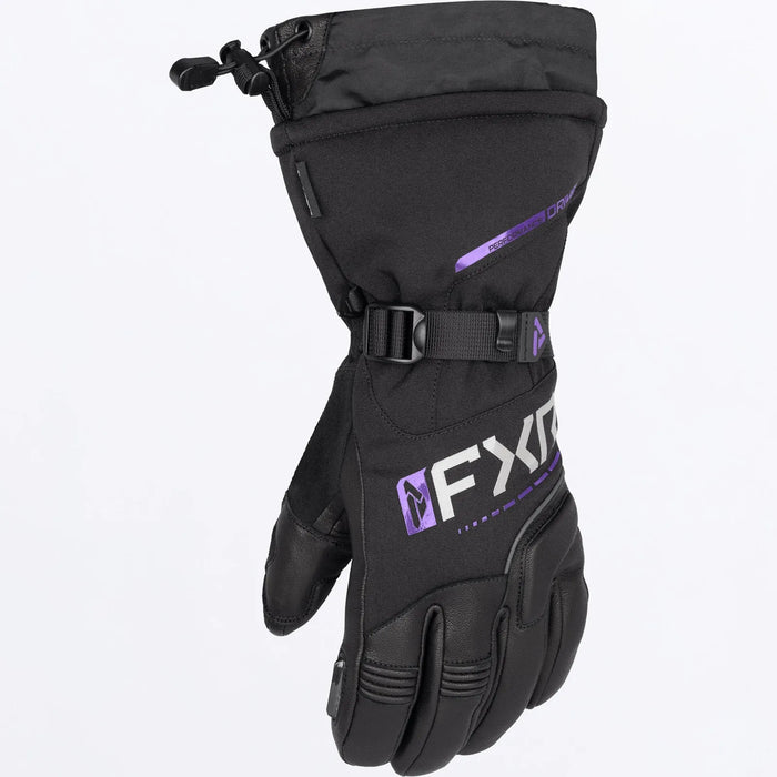 FXR Womens Fusion Glove 2027 - Black/Amethyst, front view