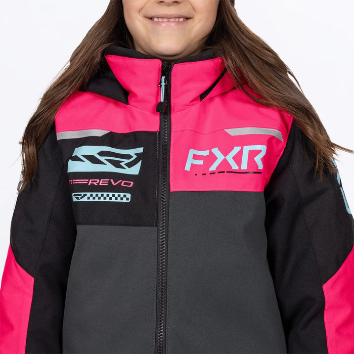 FXR Child Revo Monosuit - Asphalt/Razz/Maui, view 3