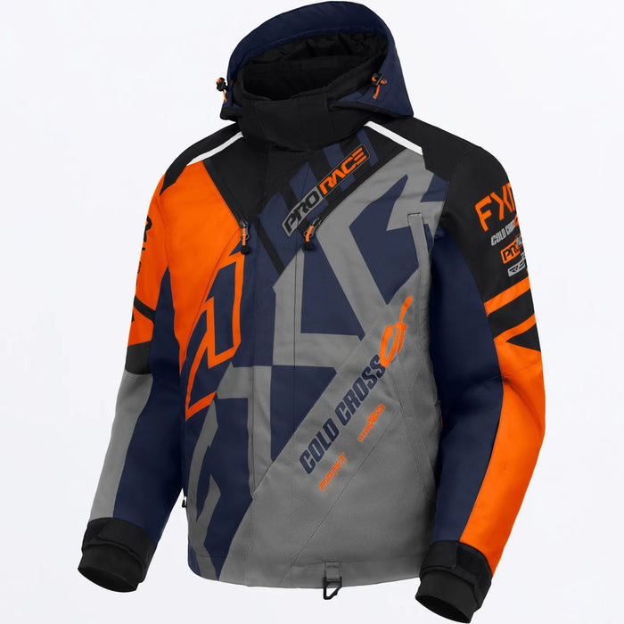 FXR Mens Cold Cross CX Jacket - Org/Midnight/Black, front view