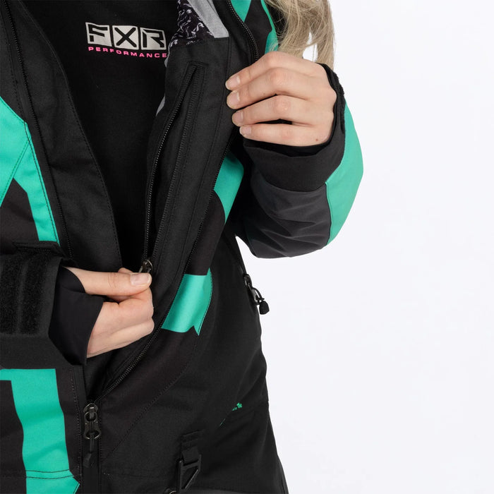 FXR Womens Cold Cross CX F.A.S.T. Monosuit - Black/Asphalt/Mint, view 6