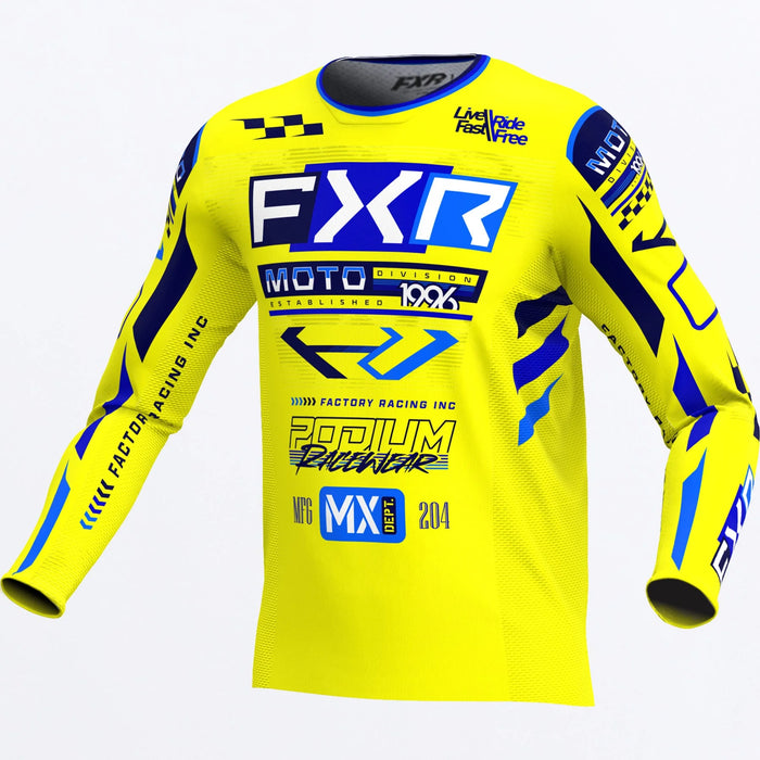 FXR Podium Gladiator MX Jersey 2025 - Yellow/Navy/Blue, view 2