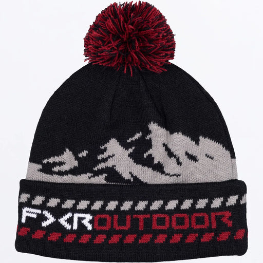 FXR Mountain Beanie - Black/Oxblood, front view