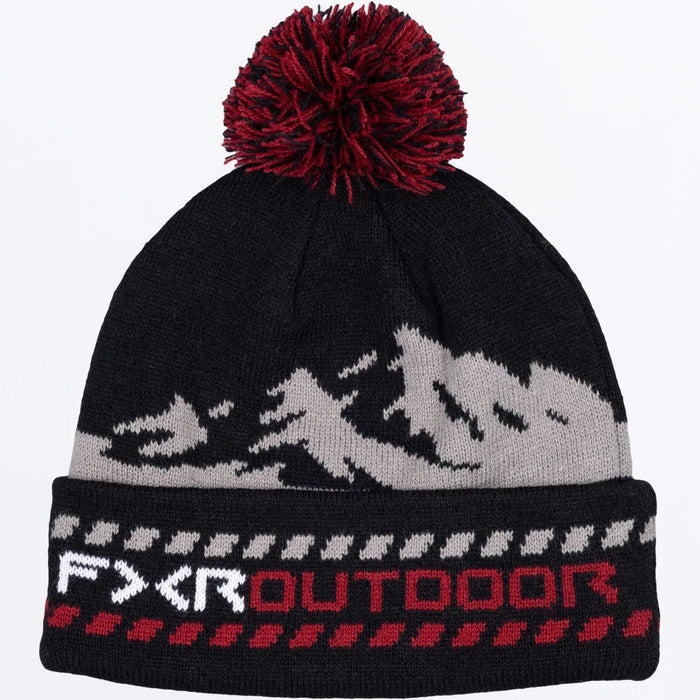FXR Mountain Beanie - Black/Oxblood, front view
