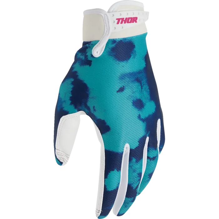 Thor Mens Launchmode Gloves - White/Aqua - Front