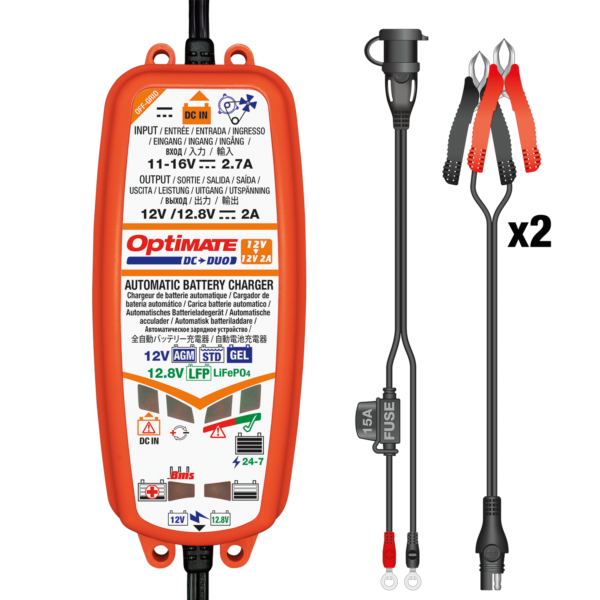 Optimate Dc-Duo 12v Dc to 12v Dc 2a Agm, Gel, Std, And Lithium Battery Tender