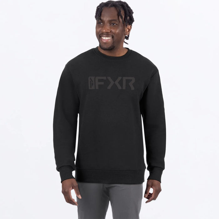 FXR Mens Mitered Cotton Crewneck Sweatshirt - Black Ops, front view