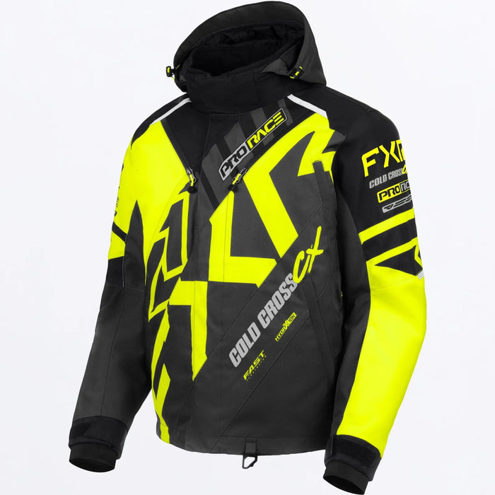 FXR Mens Cold Cross CX Jacket - HiVis/Asphalt/Black, front view