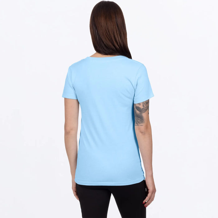 FXR Womens Mitered Premium T-Shirt - Sky Blue/Navy, view 3