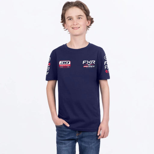 FXR Youth Race Div Premium T-Shirt - Navy/Red, front view