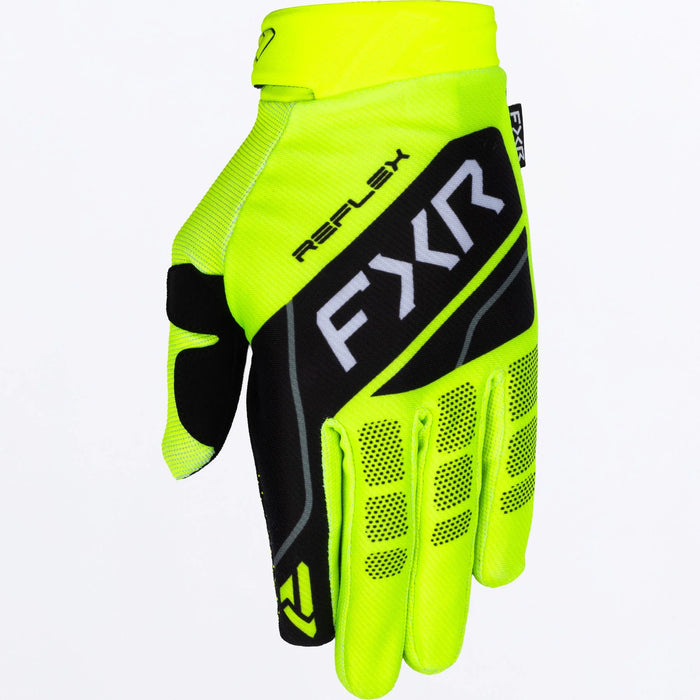FXR Reflex Dual MX Glove 2026 - HiVis/Black, front view