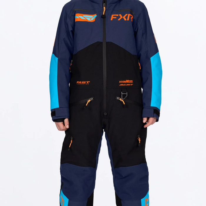 FXR Child Vertical Monosuit - Midnight/Blue/Orange, view 3