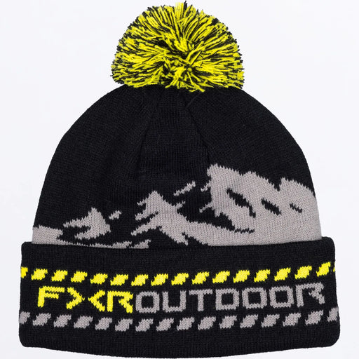 FXR Mountain Beanie - Black/HiVis, front view