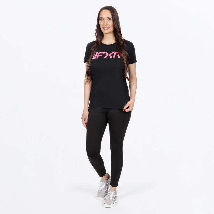 FXR Womens Mitered Premium T-Shirt - Black/Dusty Rose, view 3