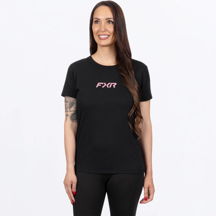 FXR Womens Pedigree Premium T-Shirt - Black/Dusty Rose, front view