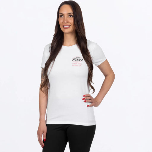 FXR Womens Worldwide Premium T-Shirt - White/Dusty Rose, front view