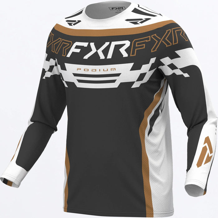 FXR Podium MX Jersey 2027 - Asphalt/White/Gum, front view