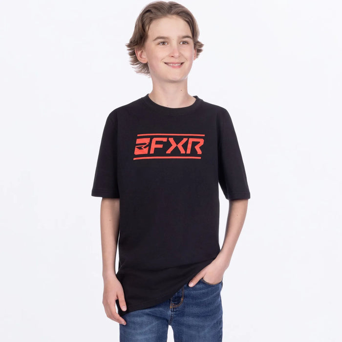 FXR Youth Victory Premium T-Shirt - Black/Red, front view