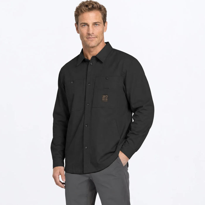 FXR Mens Roughneck Canvas Shirt-Jac - Black, front view