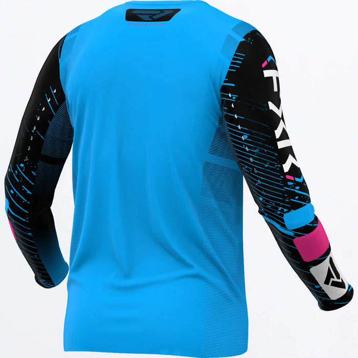 FXR Youth Podium MX Jersey 2025 - Cyan/Black/Pink, view 2