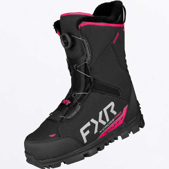 FXR X-Cross Pro BOA Boot 2027 - Black/Razz, front view