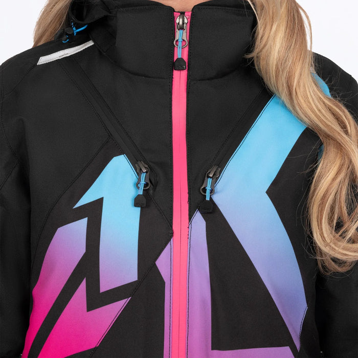 FXR Womens Cold Cross CX F.A.S.T. Monosuit - Black/Razz-Blue Fade, view 7