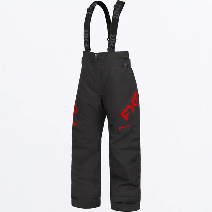 FXR Child Clutch Pant 2027 - Black/Red, front view