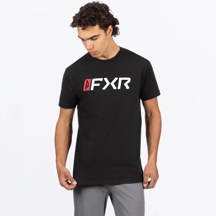 FXR Mens Mitered Premium T-Shirt - Black/Red, front view