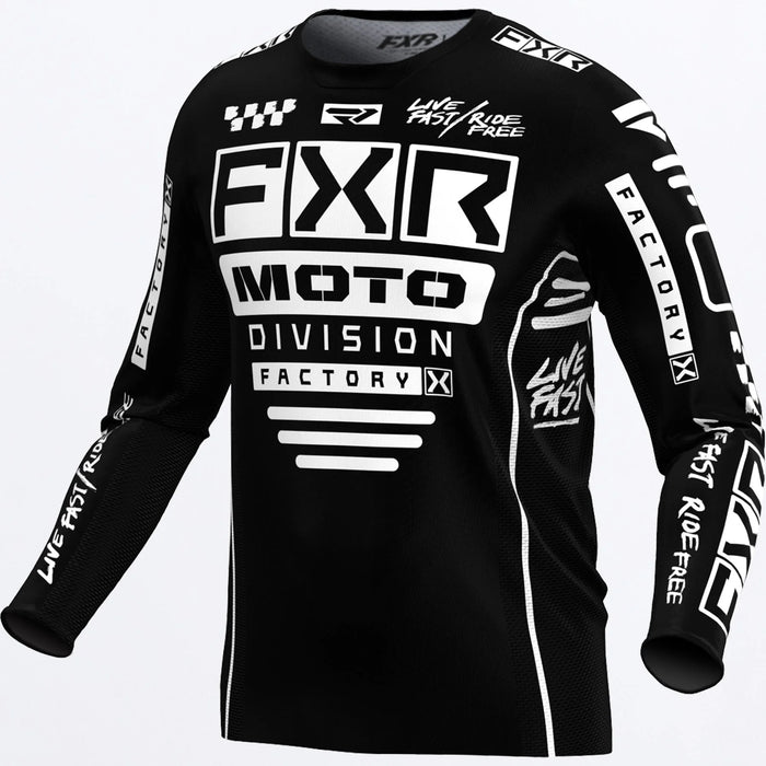 FXR Youth Podium MX Jersey 2024 - Black/White, front view