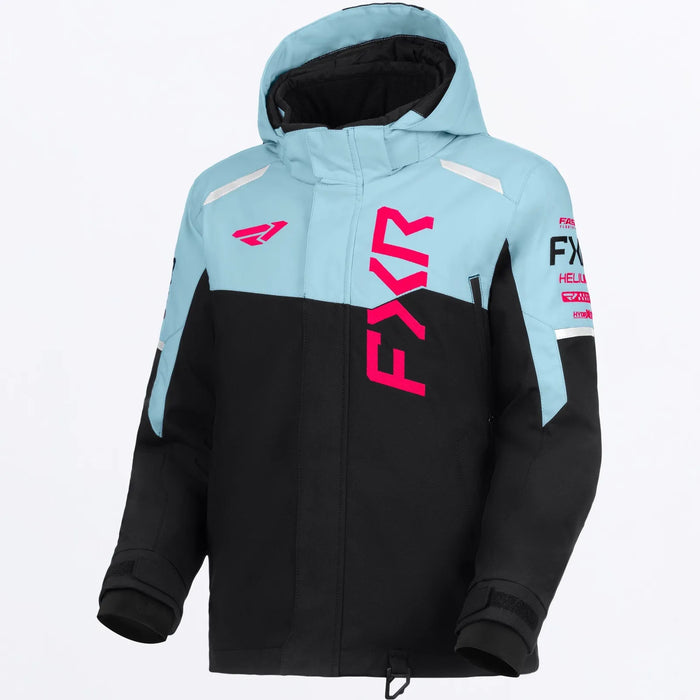 FXR Youth Helium Jacket 2027 - Black/Maui Blue/Razz, front view
