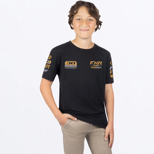 FXR Youth Race Div Premium T-Shirt - Black/Gold, front view