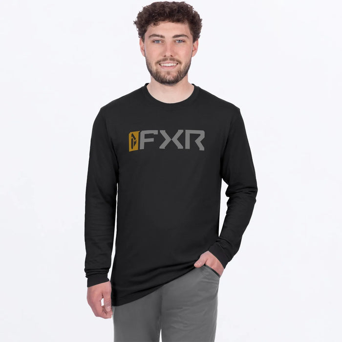 FXR Mens Mitered Premium Longsleeve - Black/Gold, front view