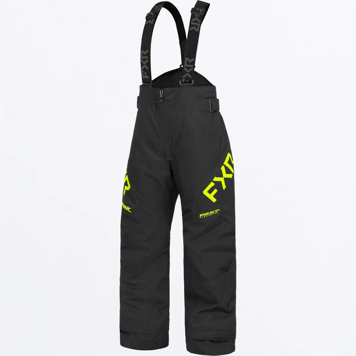 FXR Child Clutch Pant 2027 - Black/HiVis, front view