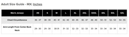 FXR Apex MX Jersey 2027 - Size chart